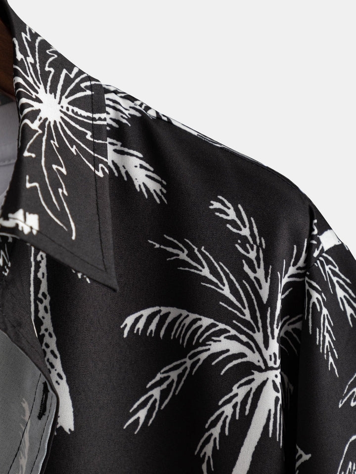 Palm Tree Print Button-Down Shirt & Swim Shorts