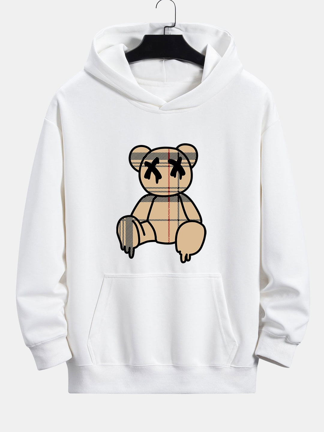 Geruite Oplosbare Beerprint Relax Fit Hoodie & Rechte Pijpen Corduroy Broek