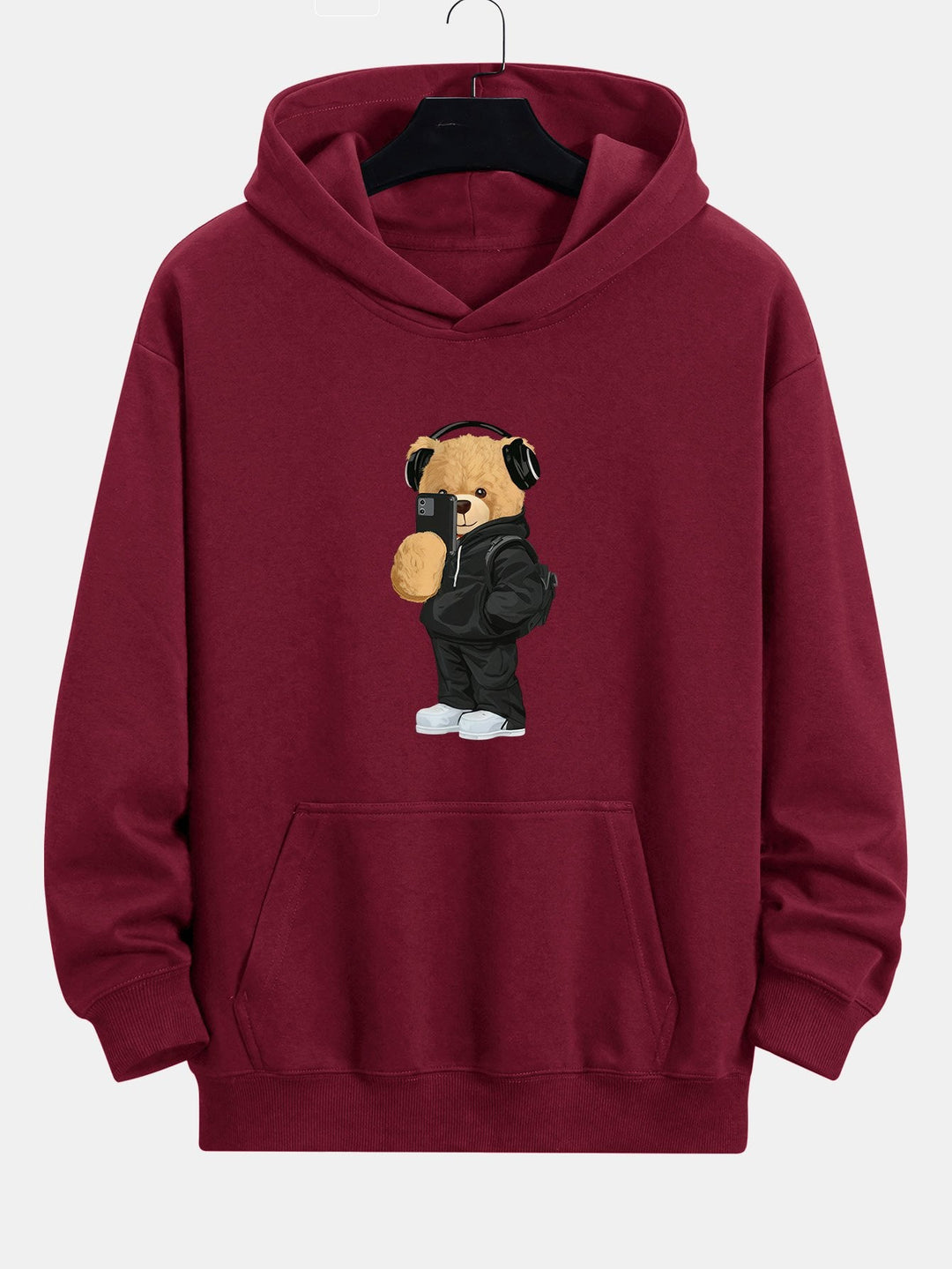Fashion Bear Foto Print Relax Fit Hoodie & Rechte Pijpen Corduroy Broek