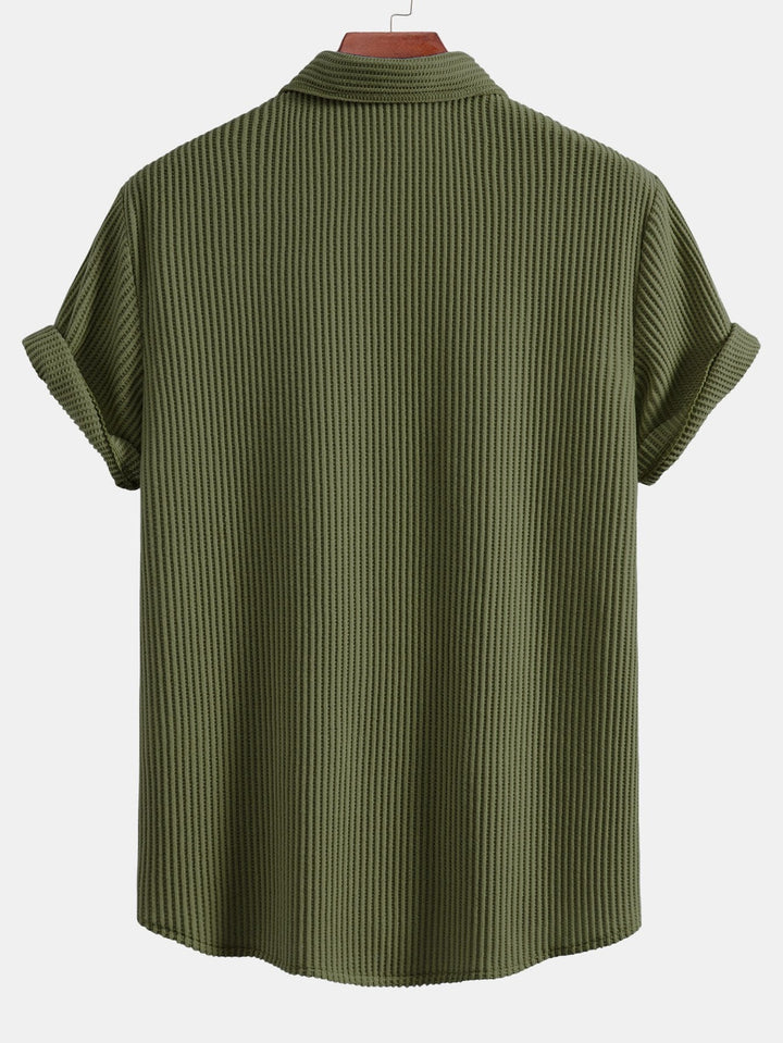 Wafel Knop-Up Shirt & Trekkoord Wafel Shorts