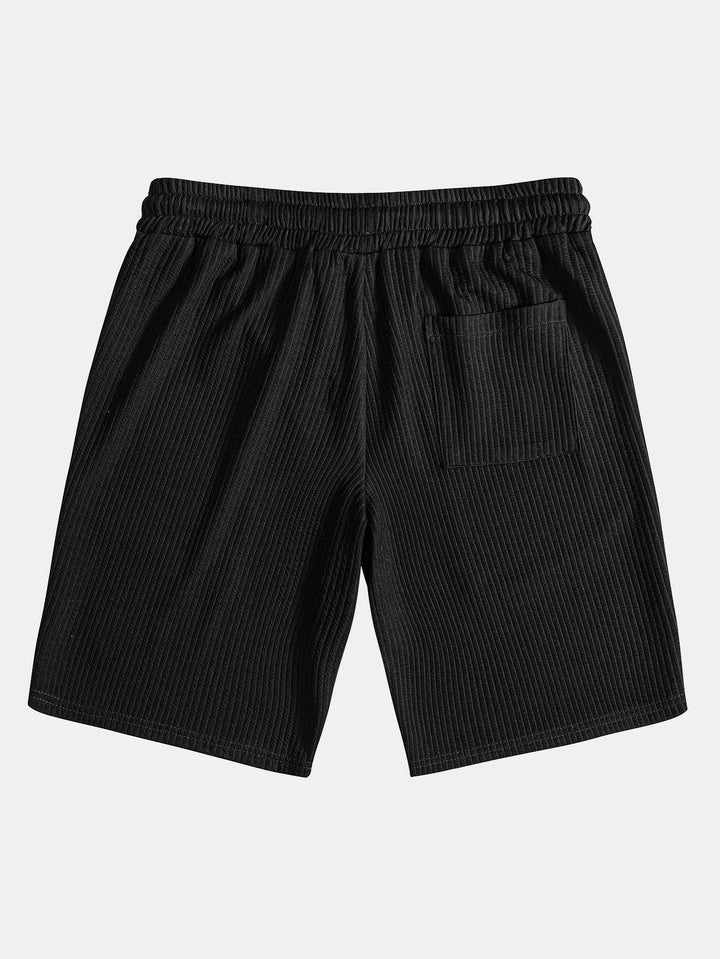 Twee Kleur Spier Fit Geribbelde Staande Kraag Shirt & Shorts