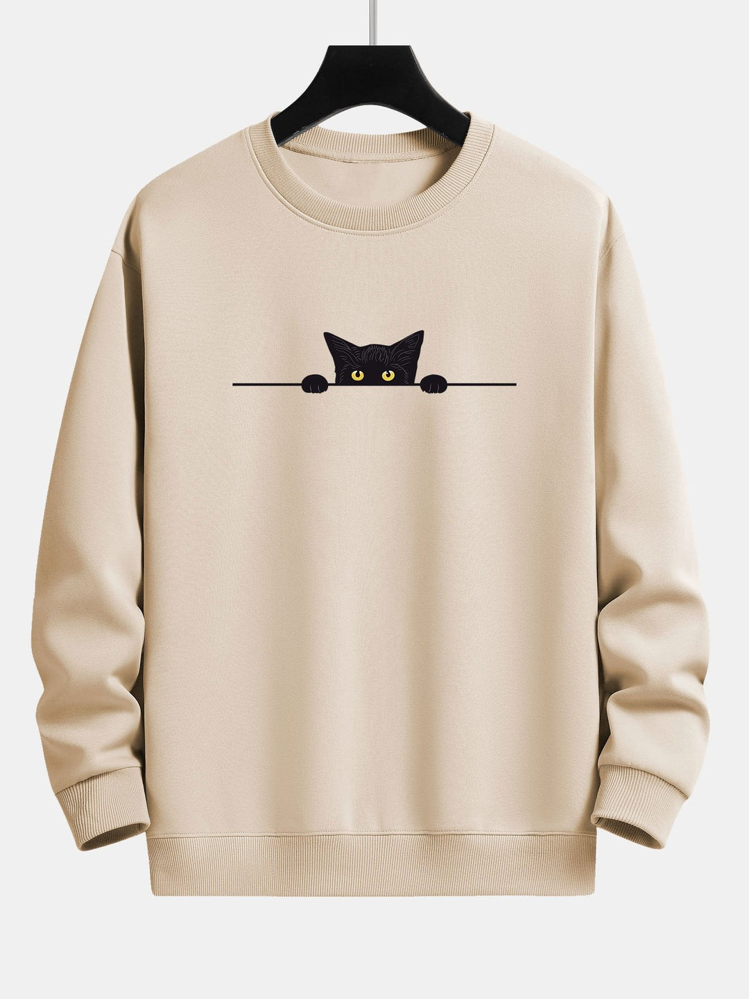 Zwarte Kat Print Relax Fit Sweatshirt