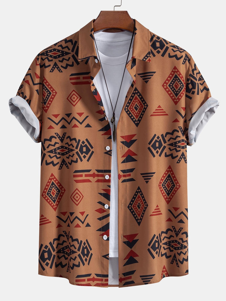 Azteeks Geometrisch Print Shirt & Zwemshorts