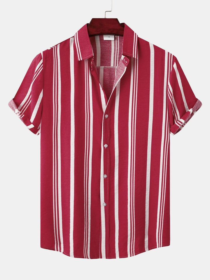 Striped Print Button-Up Shirt & Swim Shorts