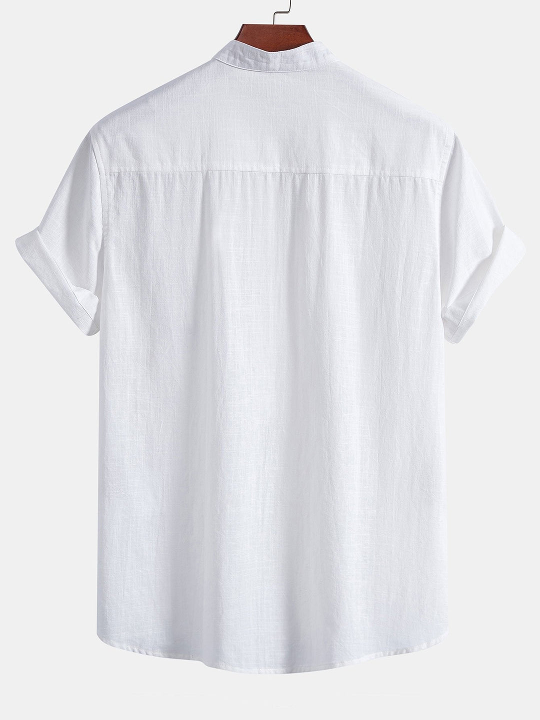 Linnen Look Katoen Staande Kraag Shirt & Rechte Pijpen Linnen Katoen Mix Broek