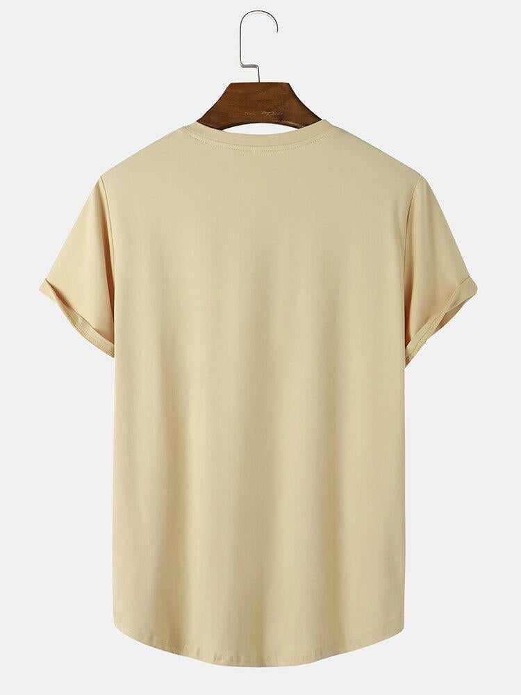 Solid Kleur Arc Hem T-Shirt