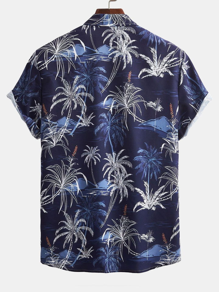 Palmboomprint Overhemd met Knopen & Zwemshorts