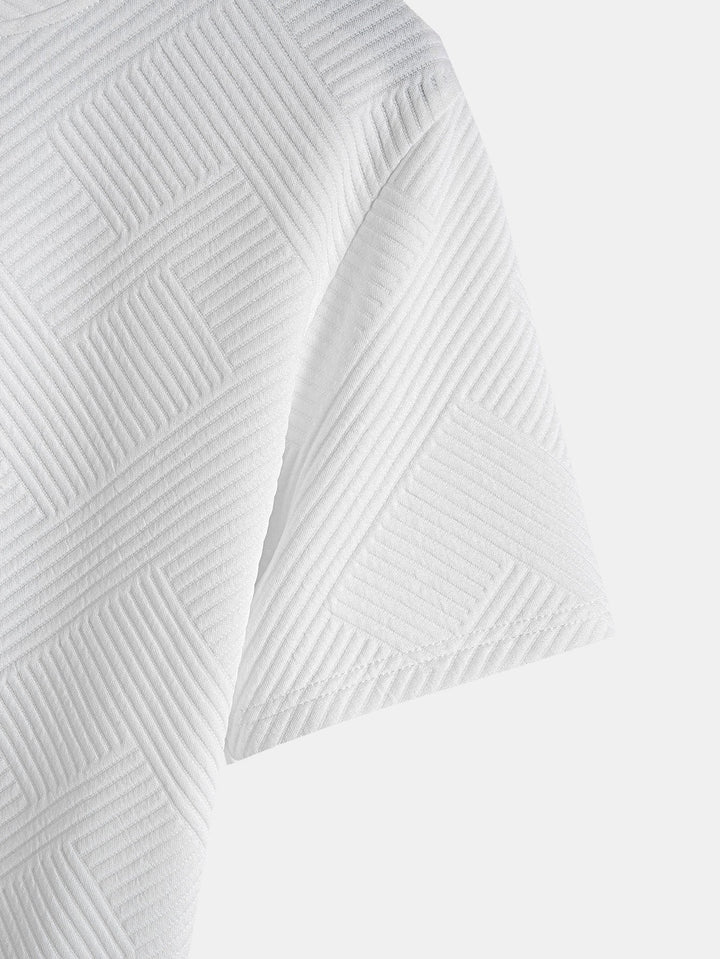 Korte Mouwen Streep Jacquard Boog Hem T-Shirt