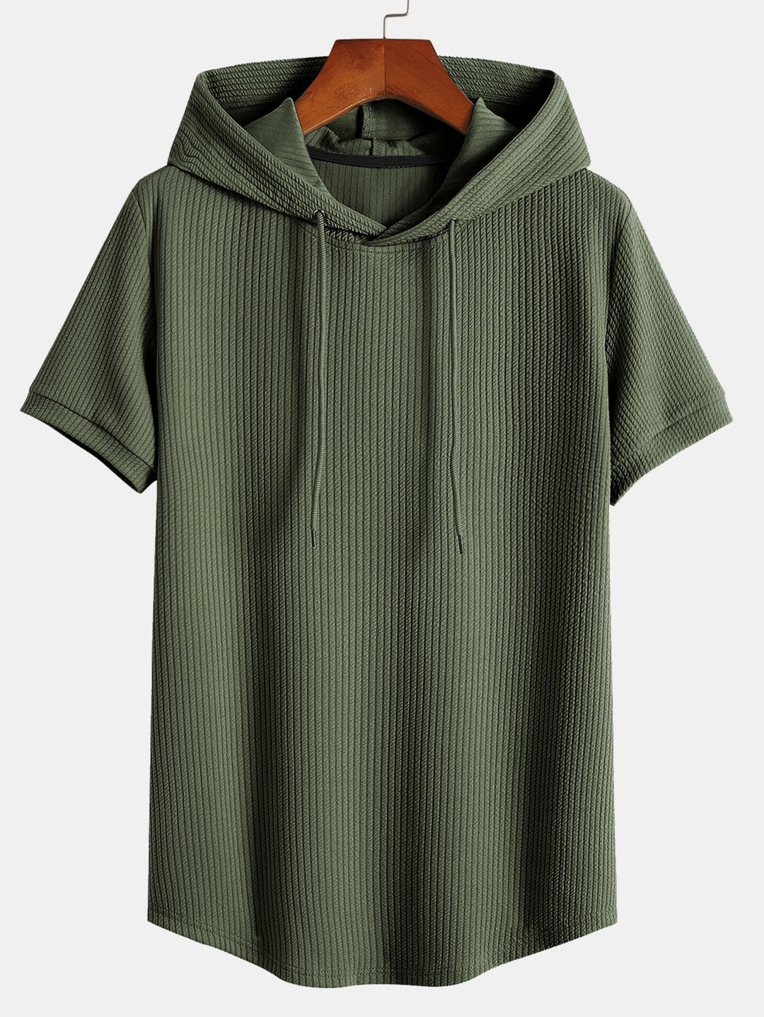 Muscle Fit Geribbelde Hoodie T-Shirt