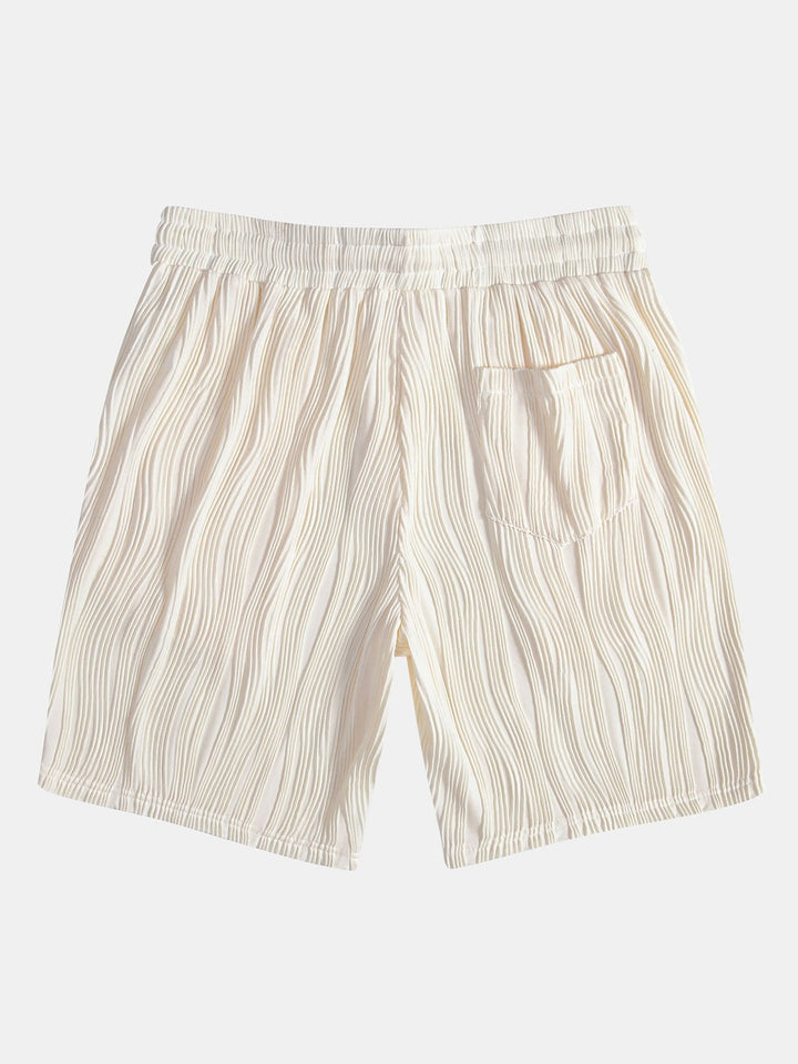 Wavy Texture Button-Up Shirt & Shorts