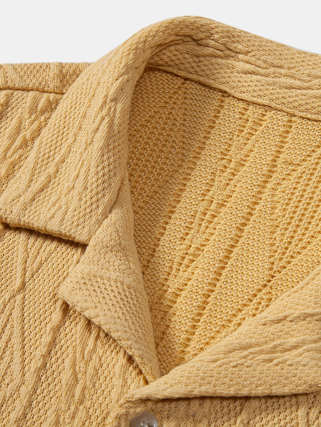 Knitted Geometric Texture Cuban Shirt & Men's Mid Length Drawstring Swim Shorts