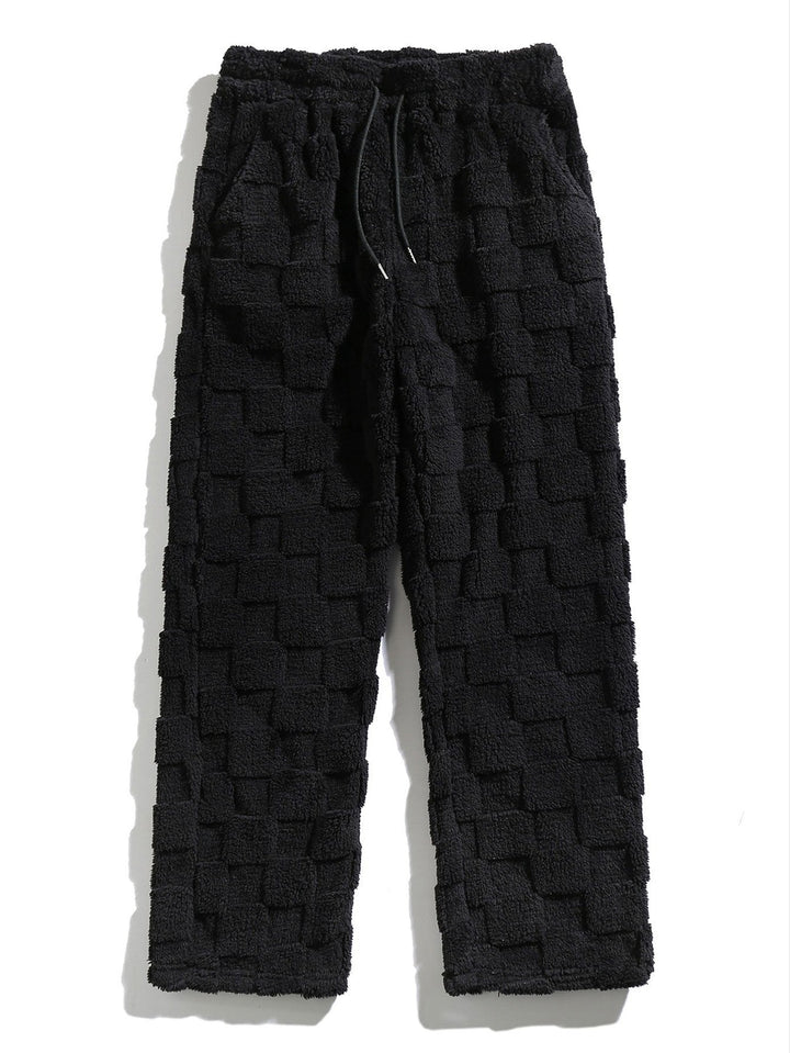 Checkerboard Teddy Hoodie & Straight Leg Pants
