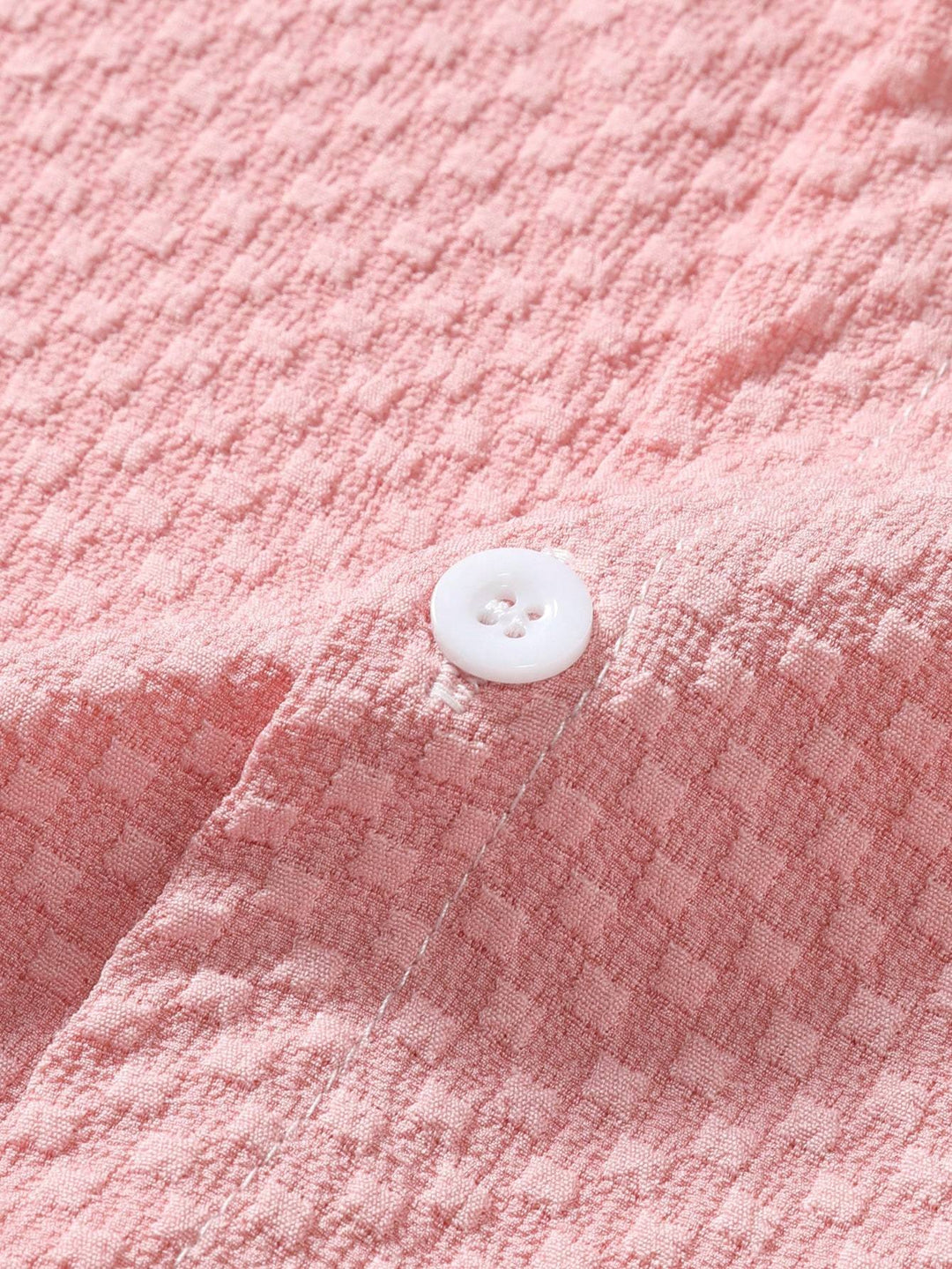 Crossed Texture Button-Up Shirt & Drawstring Shorts