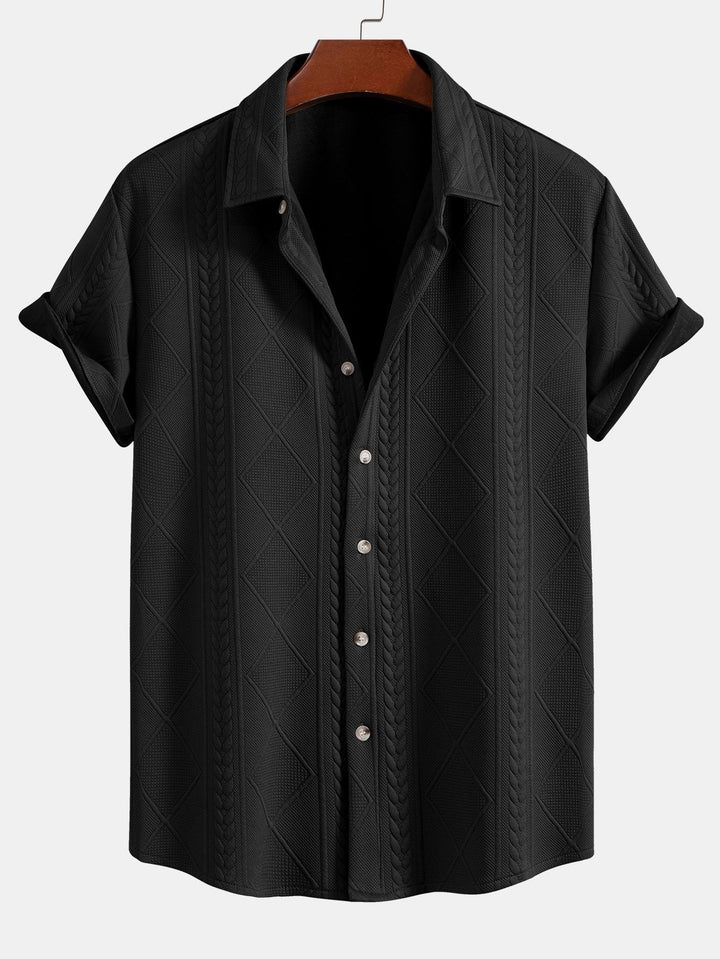 Geometrisch Jacquard Overhemd met Knopen & Shorts