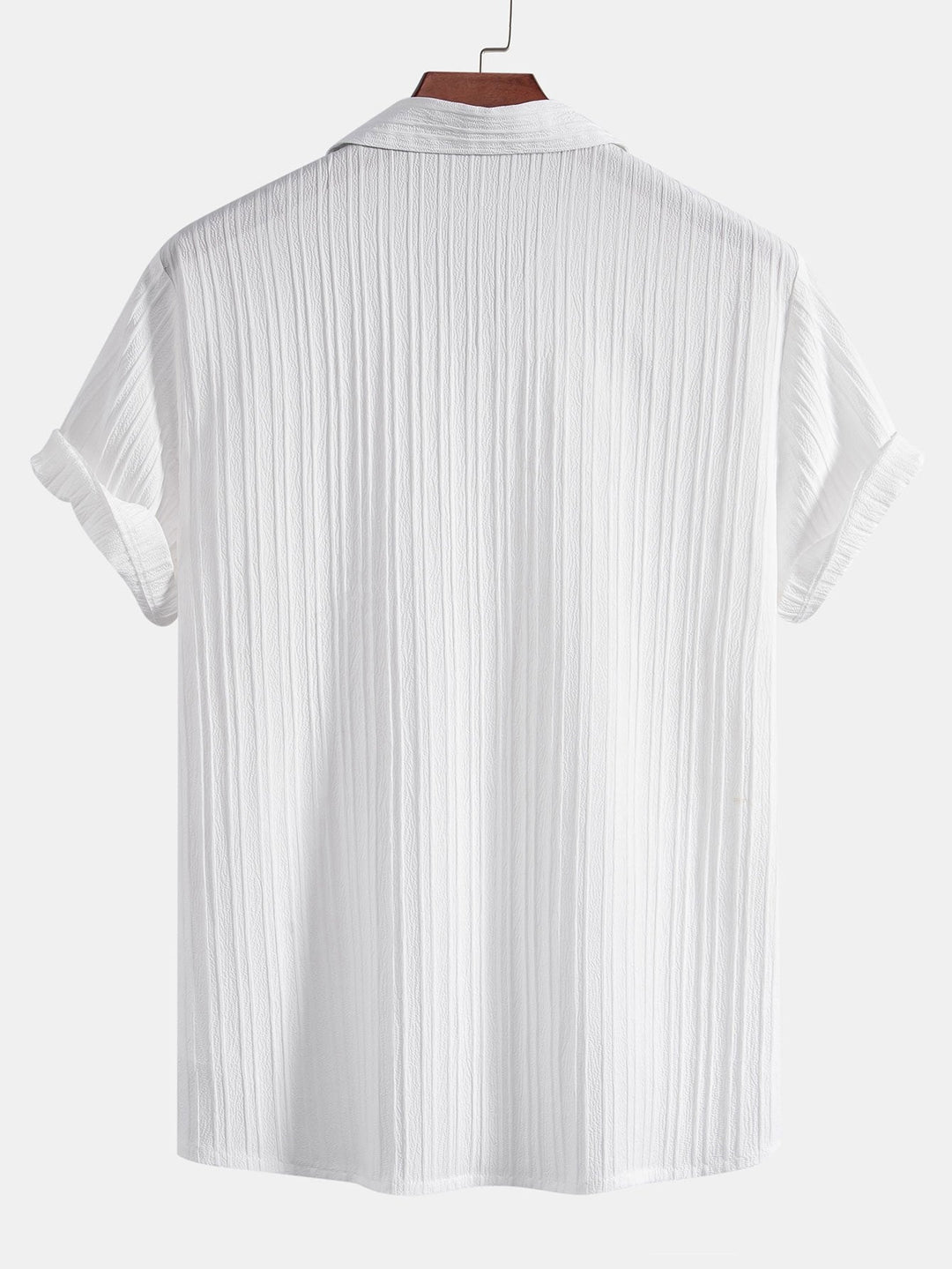 Striped Jacquard Cuban Collar Shirt & Straight Linen Pants