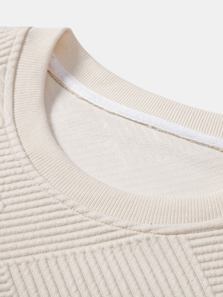 Relax Fit Geometrisch Gestreept Sweatshirt & Trekkoord Corduroy Cargo Jogger Broek