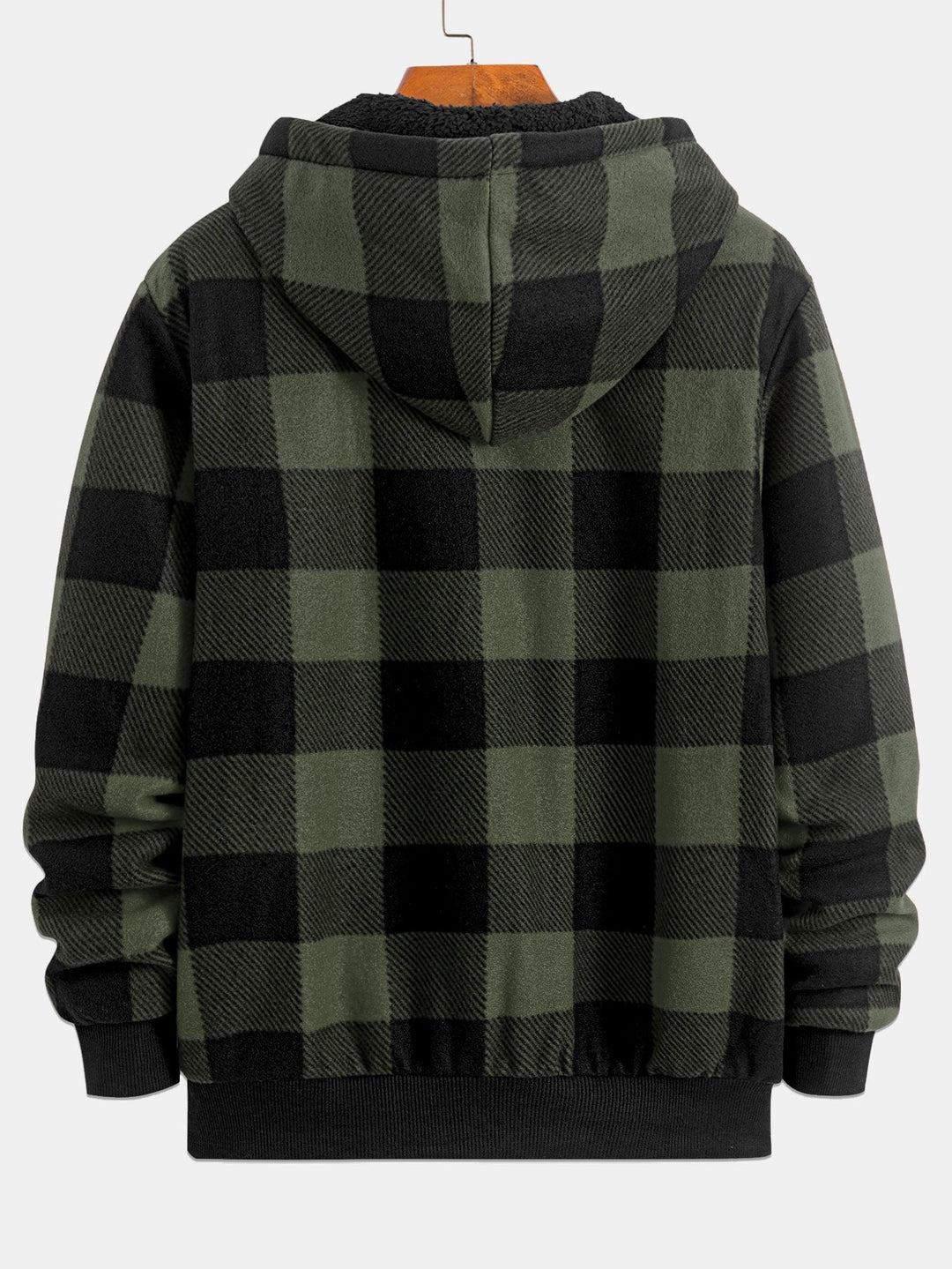 Teddy Fleece Gevoerde Flanellen Ruit Hoodie