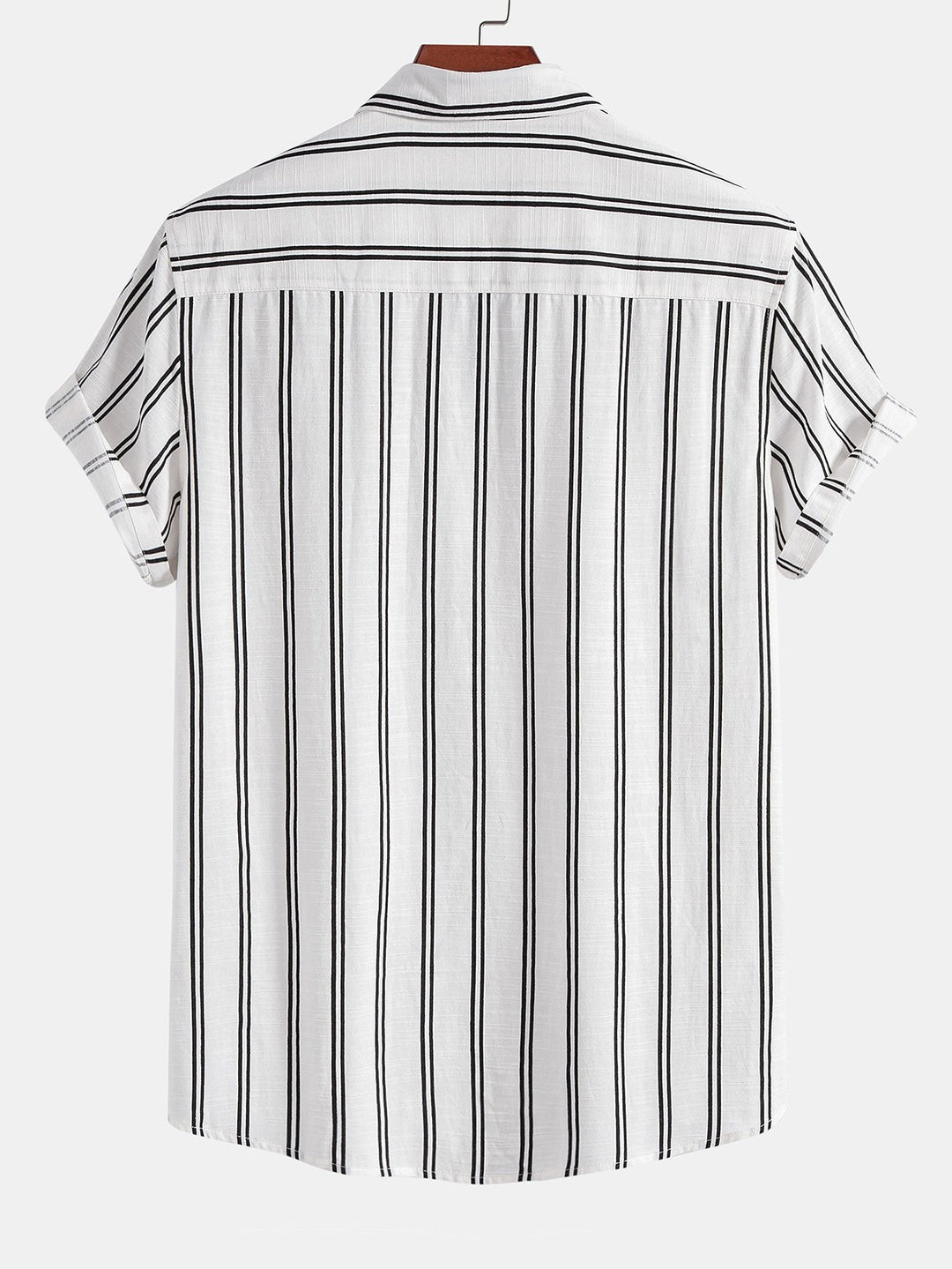 Linnen Look Gestreepte Overhemd met Knopen & Rechte Linnen Broek