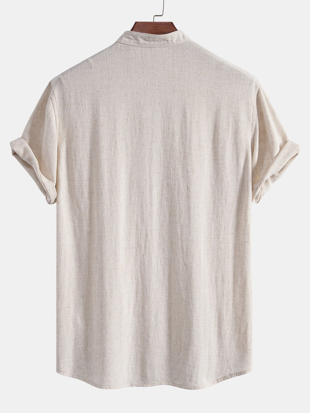 V-neck Linen Rayon Blend Shirt & Straight Leg Linen Pants