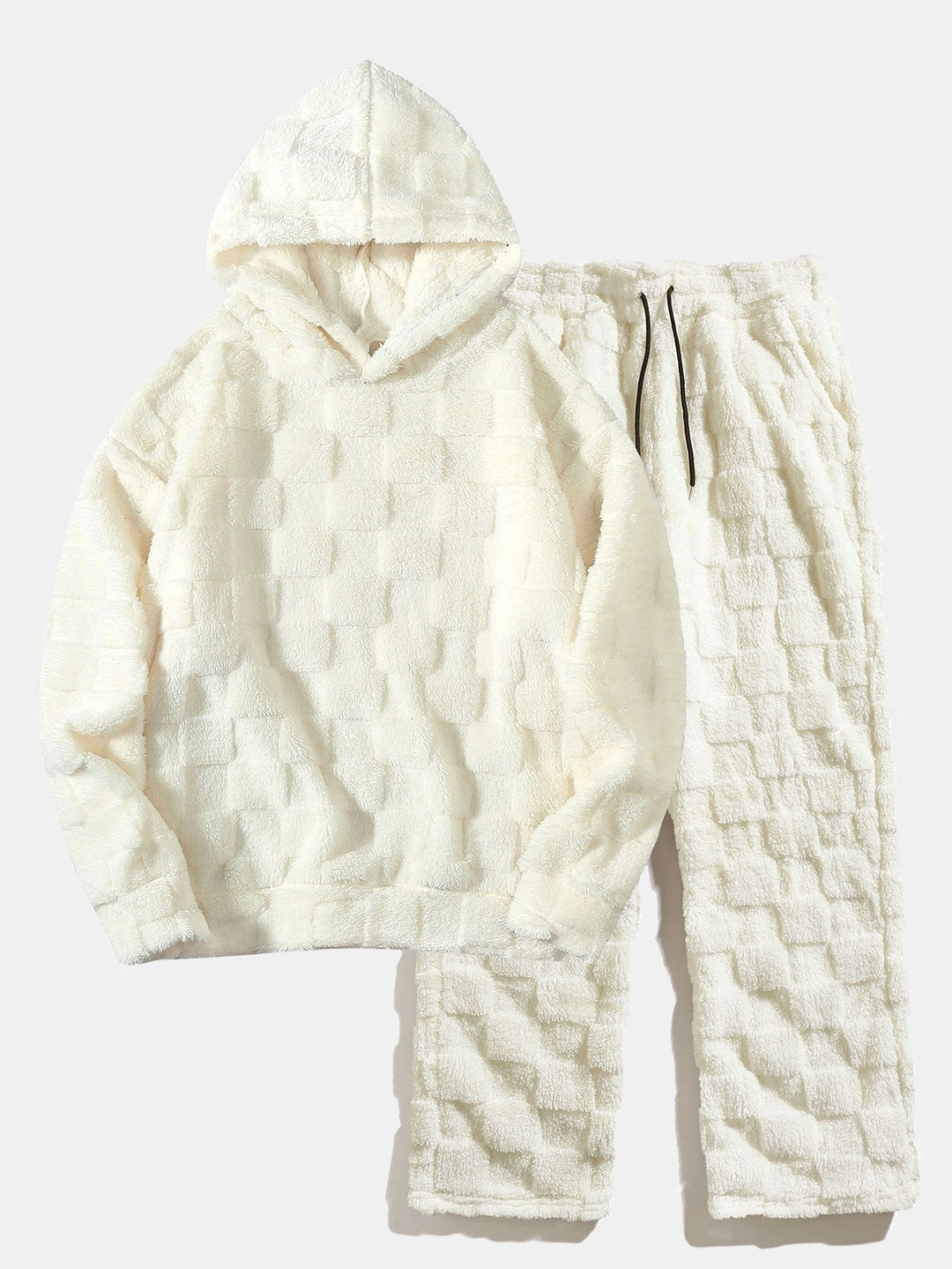 Checkerboard Teddy Hoodie & Straight Leg Pants