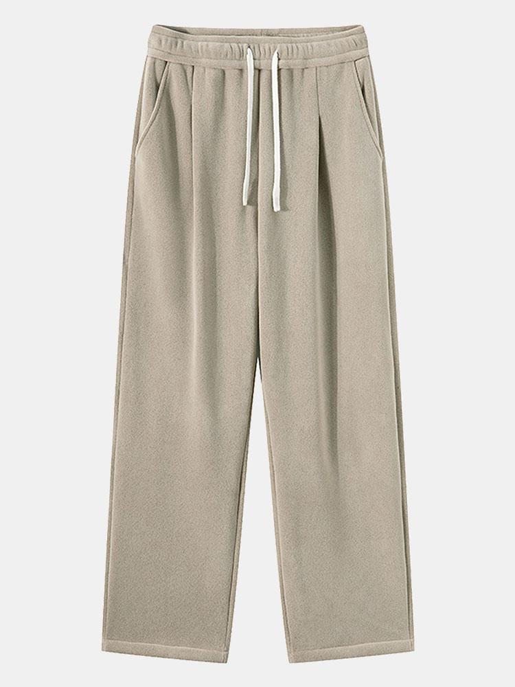 Polar Fleece Loose Fit Rechte Pijpen Broek