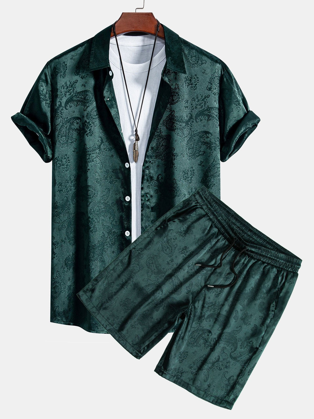 Paisley Print Satijnen Shirt & Shorts