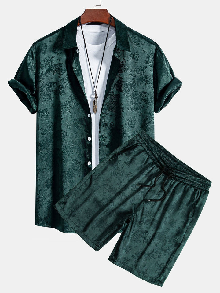 Paisley Print Satijnen Shirt & Shorts