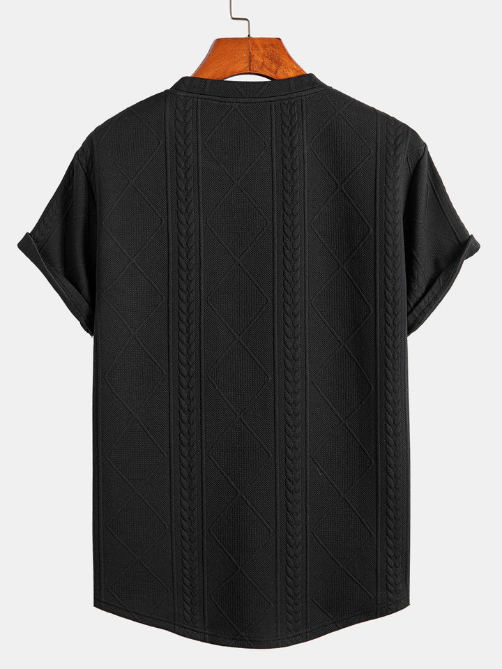 Korte Mouw Geometrisch Jacquard Boog Hem T-Shirt & Shorts
