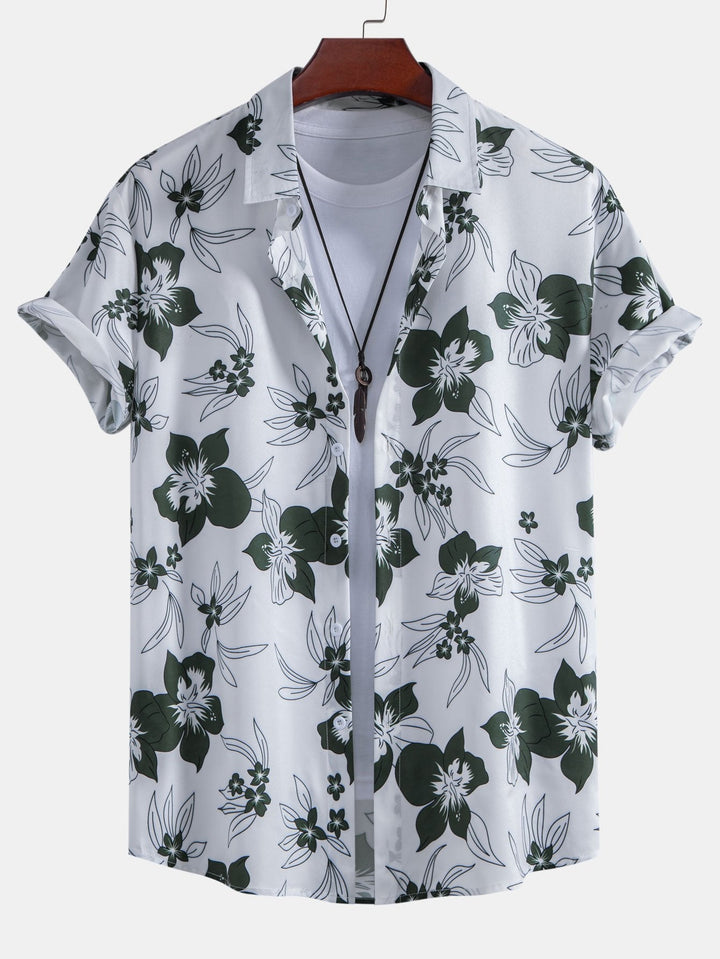 Bloemenprint Overhemd met Knopen & Zwemshort