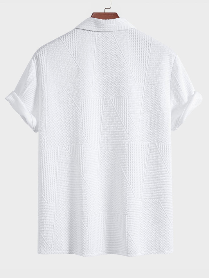 Korte Mouwen Geometrisch Textuur Cuban Shirt