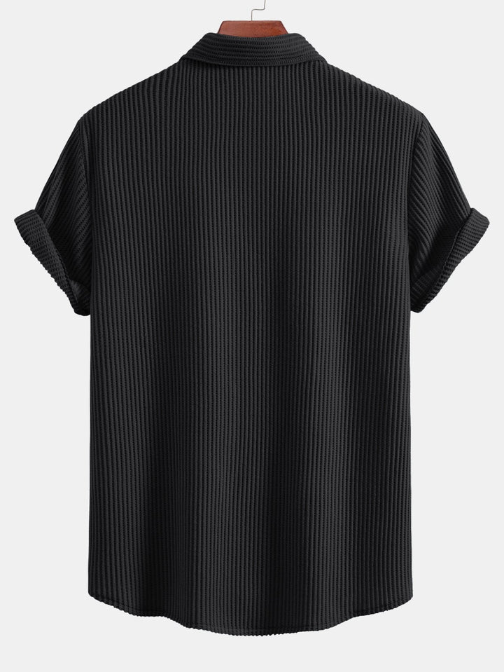 Wafel Knop-Up Shirt & Trekkoord Wafel Shorts