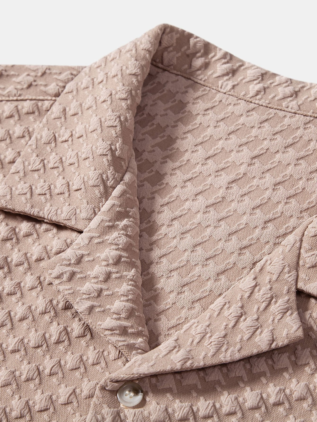 Houndstooth Jacquard Cubaanse Shirt & Rechte Linnen Broek