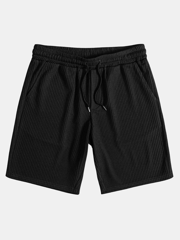 Muscle Fit Ribbed Half Zip Polo Shirt & Shorts