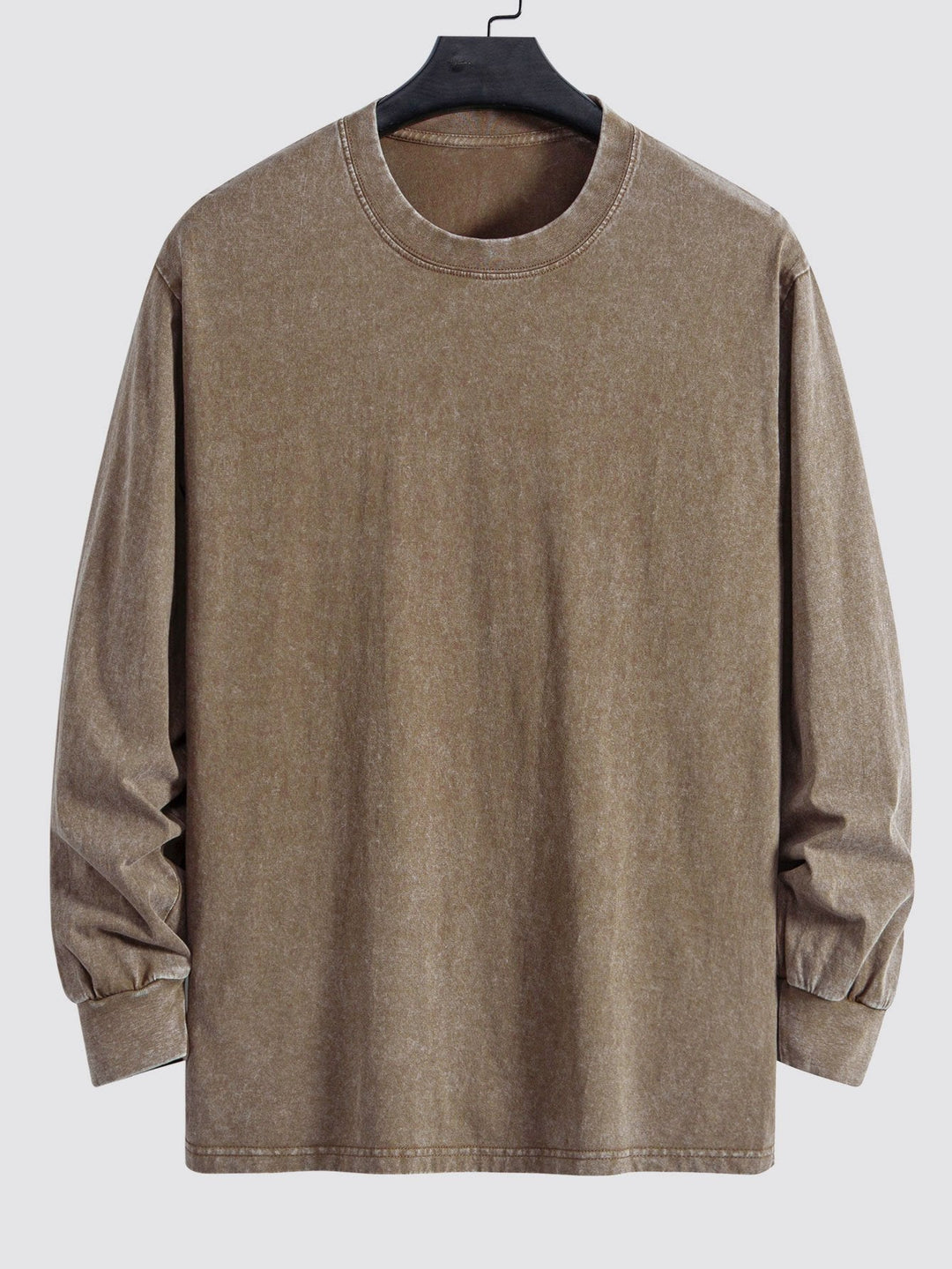 Relax Fit Lange Mouw Gewassen Versleten T-Shirt