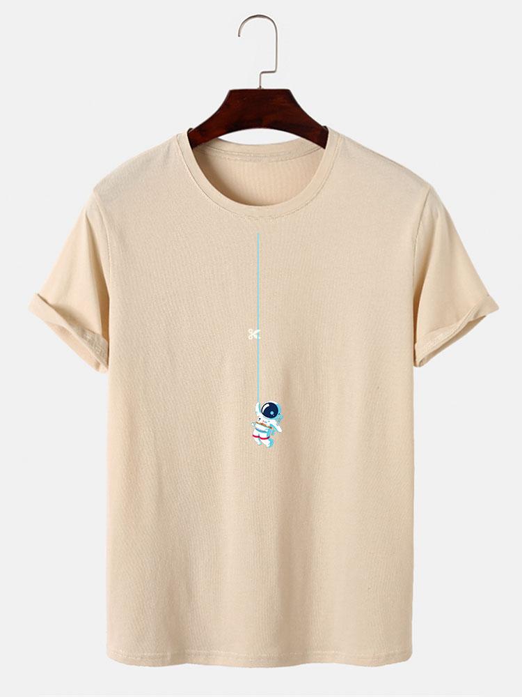 Astronaut Aan Een Touw Print T-Shirt