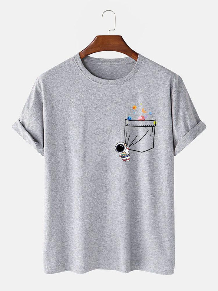 Astronaut Ruimte Pocket Print T-Shirt