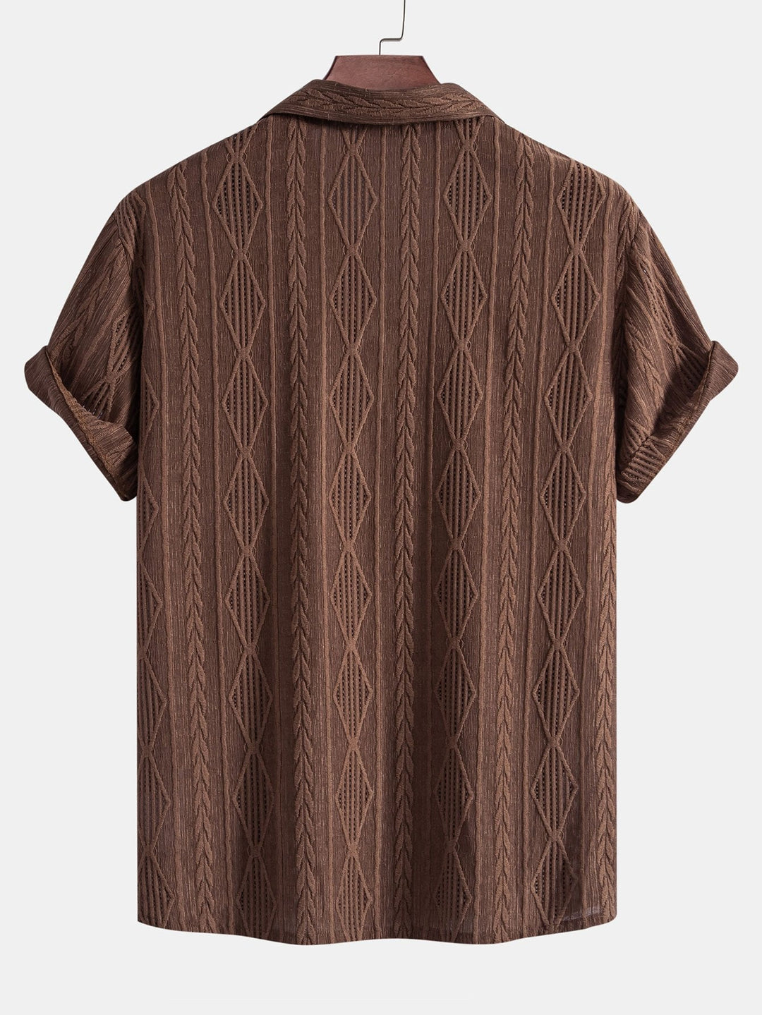 Geometrisch Jacquard Cubaanse Shirt & Textuur Shorts Met Voering