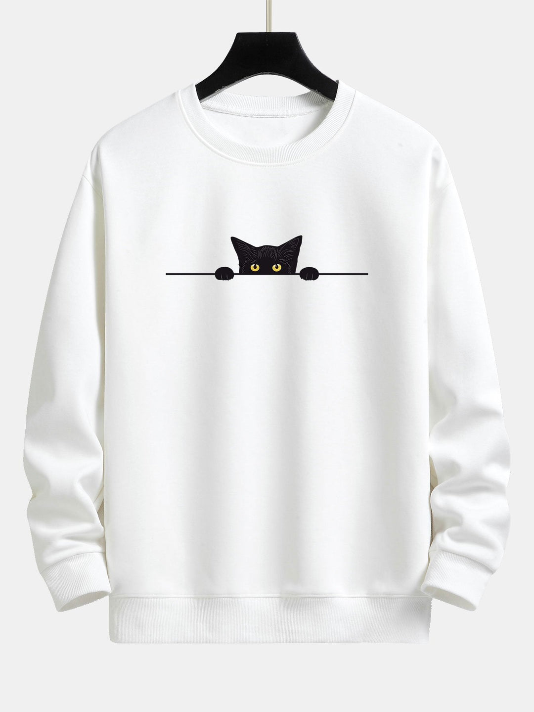Zwarte Kat Print Relax Fit Sweatshirt & Joggingbroek