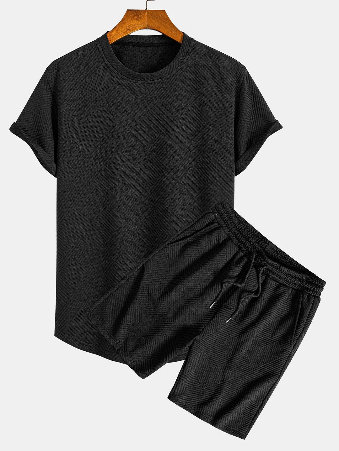 Korte Mouw Streep Jacquard Boog Hem T-Shirt & Shorts