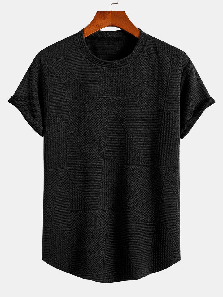 Geometrisch Jacquard Korte Mouw Boog Hem T-Shirt & Shorts