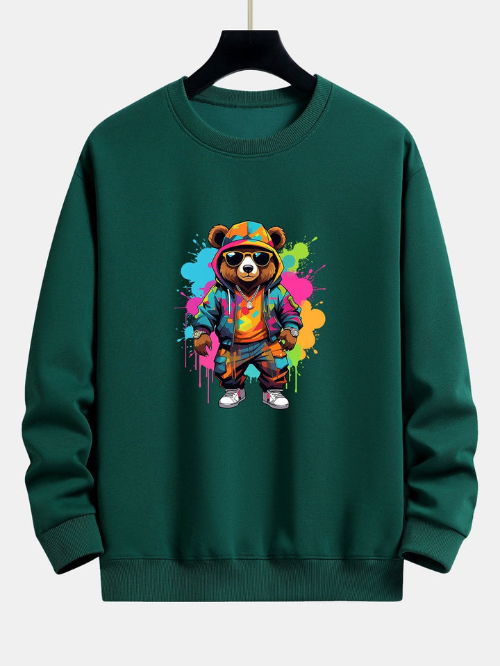 Splash Kleurrijke Beer Print Relax Fit Sweatshirt
