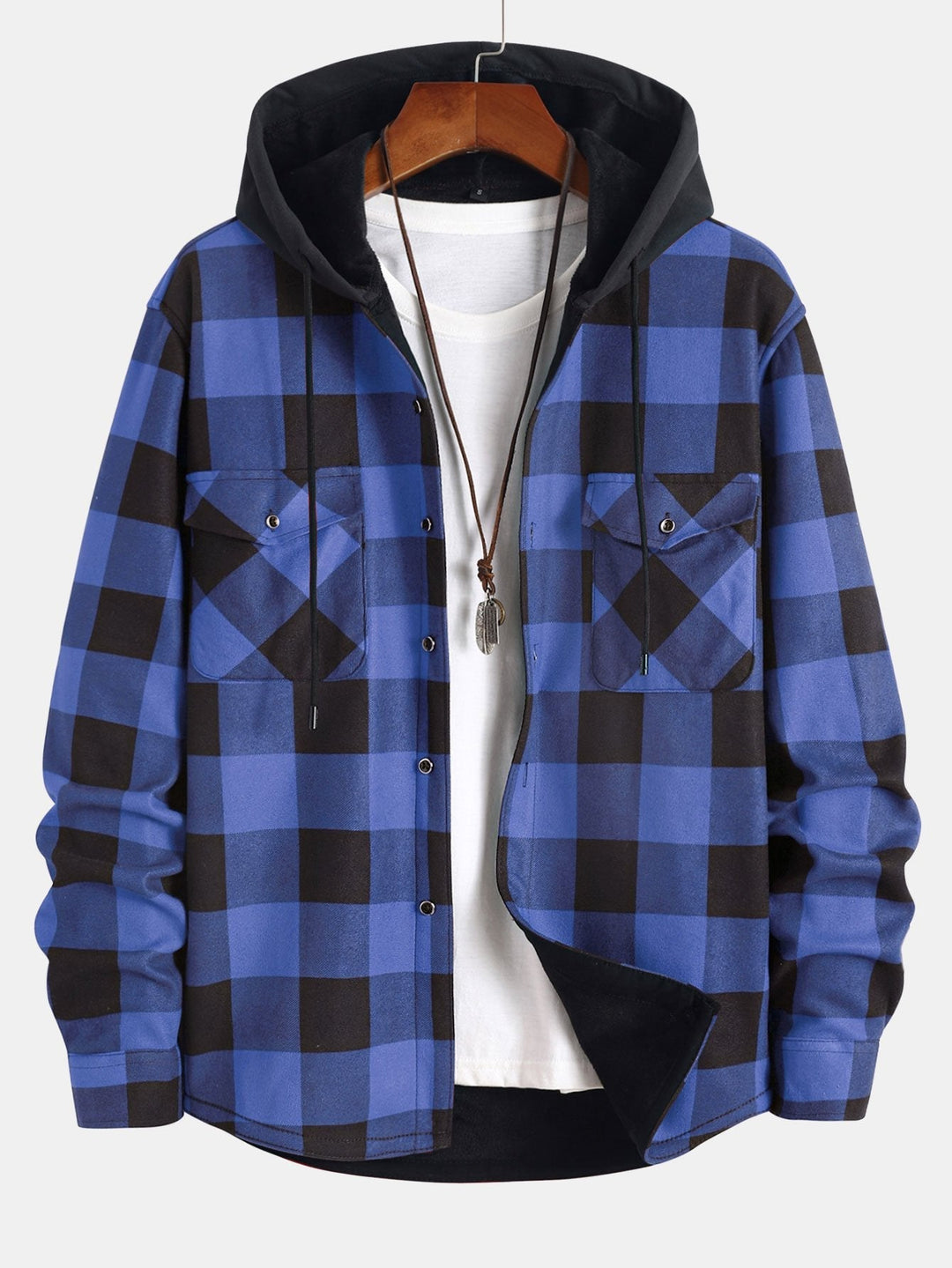 Flanellen fleece gevoerd hoodie shirt & jogger broek