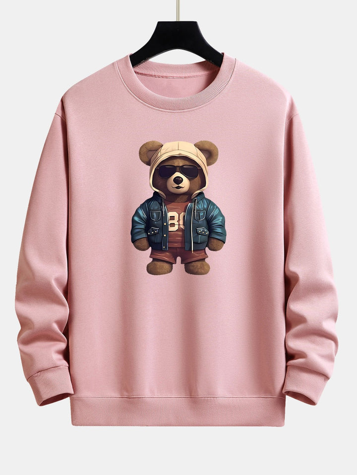 Beer In Leren Jas Print Relax Fit Sweatshirt