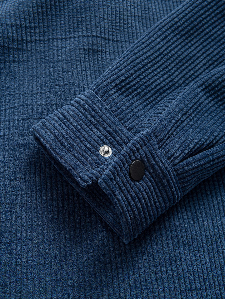 Fleece Gevoerde Corduroy Hoodie Overshirt