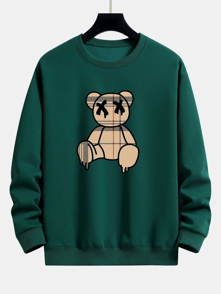 Geruite patroon oplosbare beerprint relax fit sweatshirt & joggerbroek