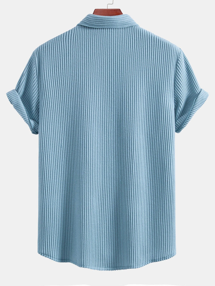 Wafel Knop-Up Shirt & Trekkoord Wafel Shorts