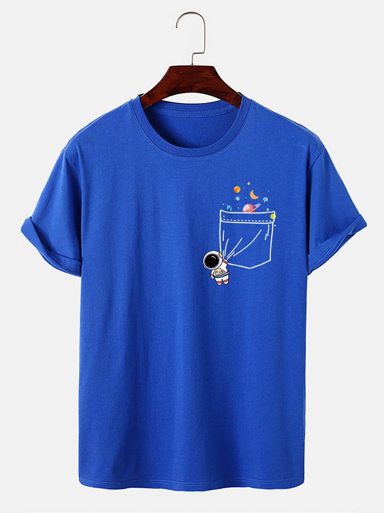 Astronaut Ruimte Pocket Print T-Shirt