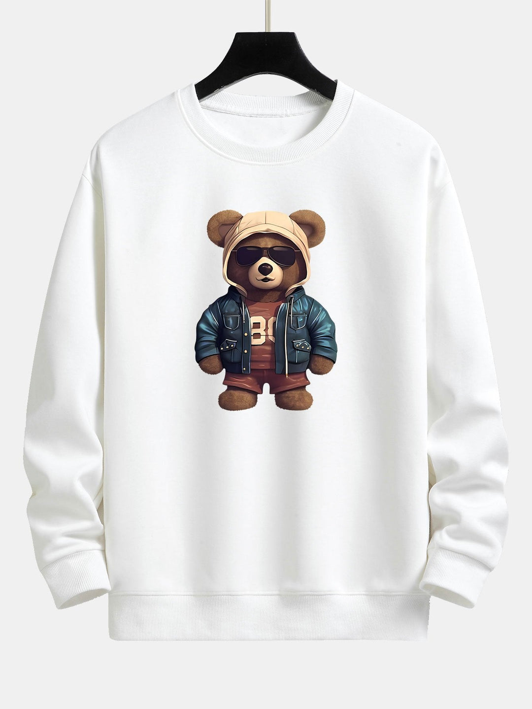 Beer In Leren Jas Print Relax Fit Sweatshirt