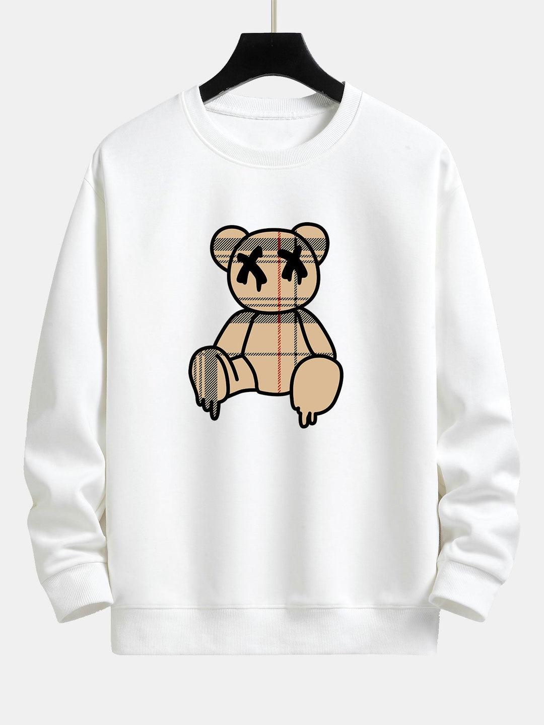 Geruite patroon oplosbare beerprint relax fit sweatshirt & trekkoord corduroy cargo jogger broek