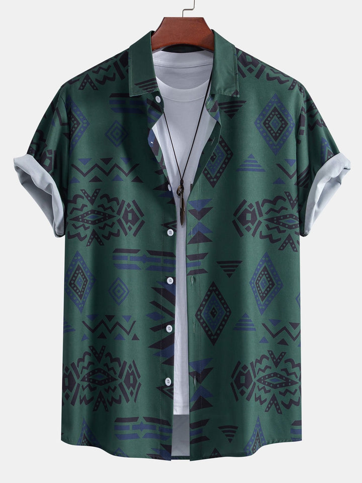 Azteeks Geometrisch Print Shirt & Zwemshorts